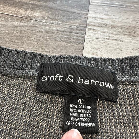 Vintage 90s Croft & Barrow Gray Tan Mens XLT Diamond Argyle USA Grandpa Sweater - Picture 4 of 9